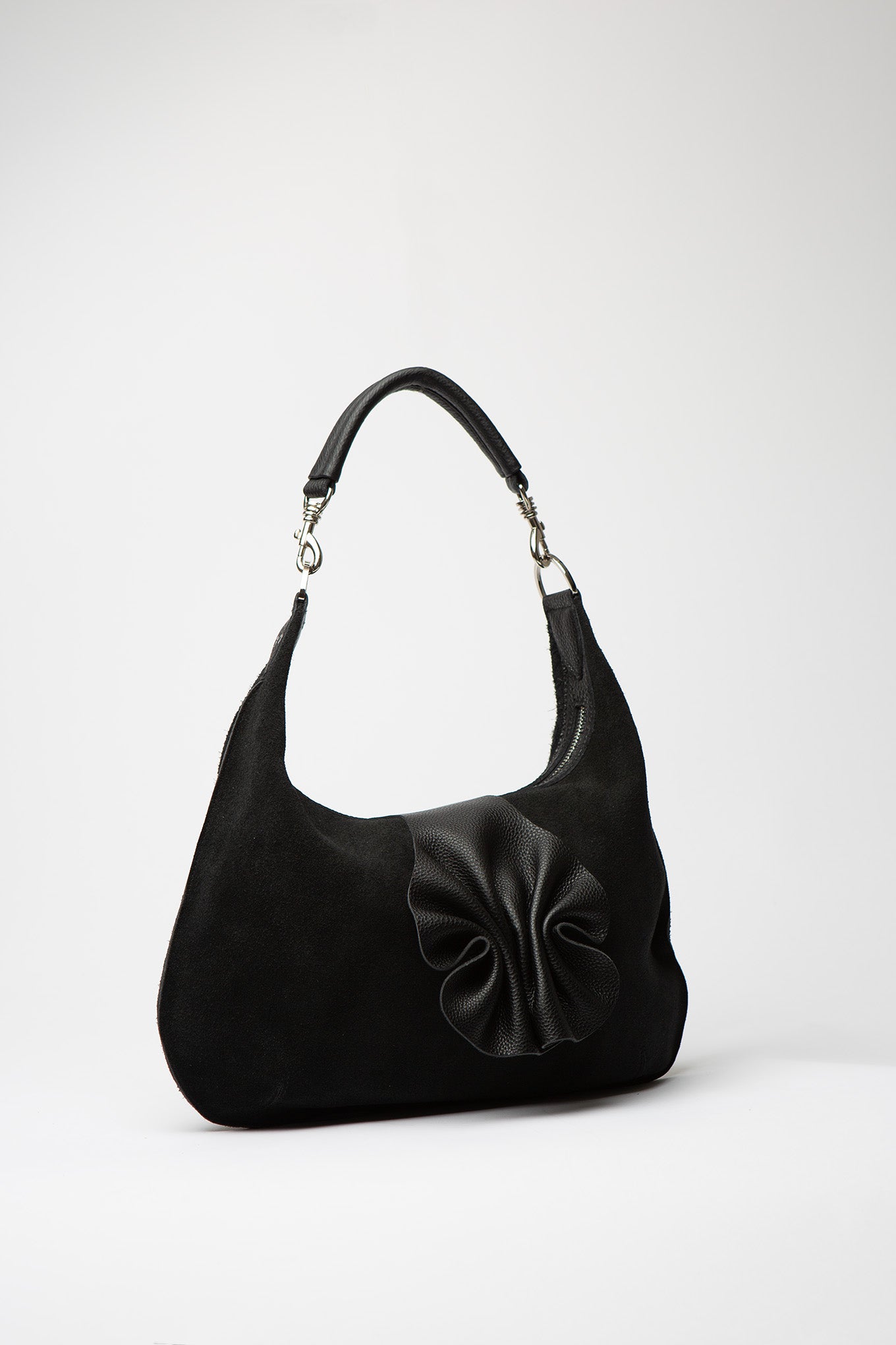 Slouchy Sienna - Suede Black with Ruffle