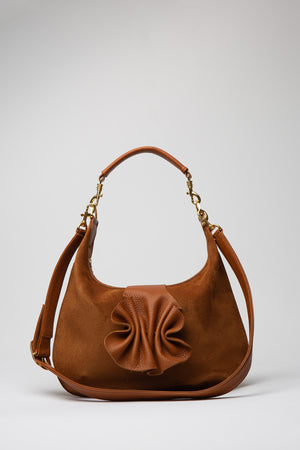 Slouchy Sienna - Suede Cognac with Ruffle